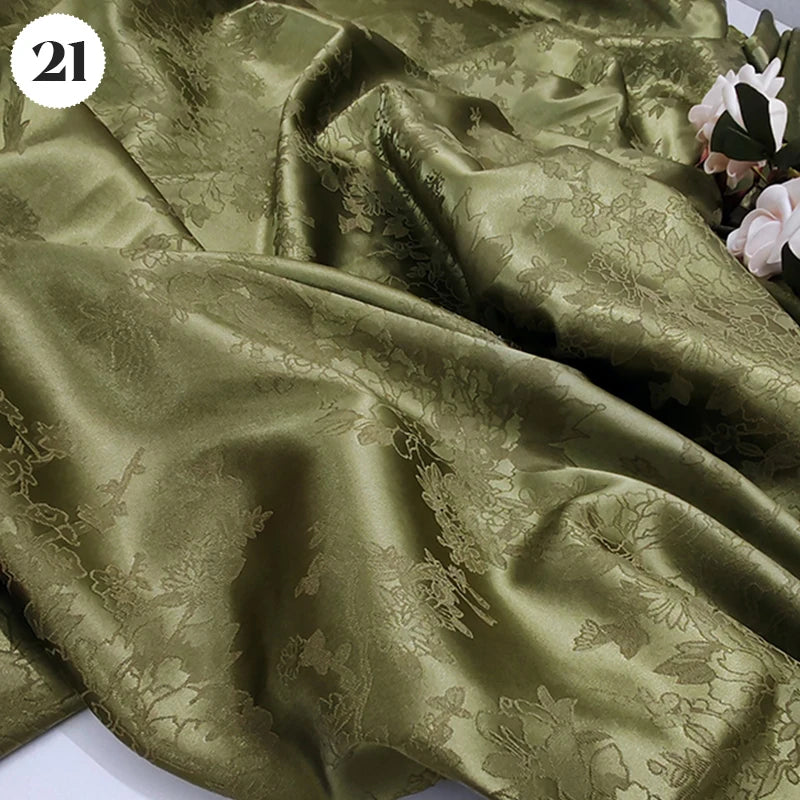 Floral Pattern Jacquard Damask Fabric Faux Silk Satin Brocade Fabric For DIY Sewing Cheongsam Hanfu Wedding Dress Garment Decor