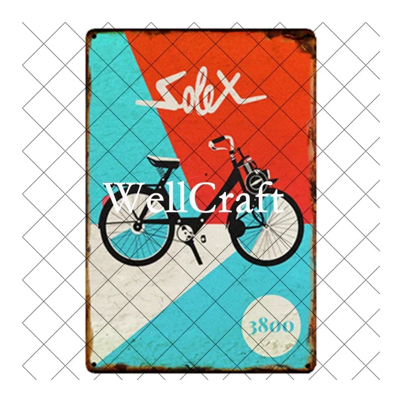 [ WellCraft ] Bicycle Velosolex Tin Signs Retro Bike Wall Plaque Pub Decor WX-11 vintage decor  home decor  room decor
