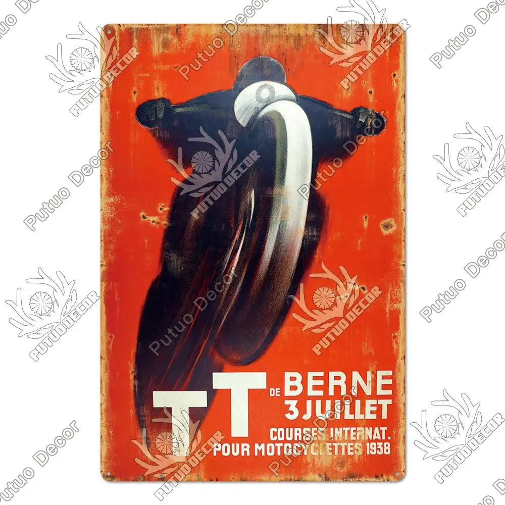 Putuo Decor Vintage Racing Track Tin Sign Isle of Man TT Metal Poster Plaque Garage Plate Bar Club Man Cave Home Wall Decoration