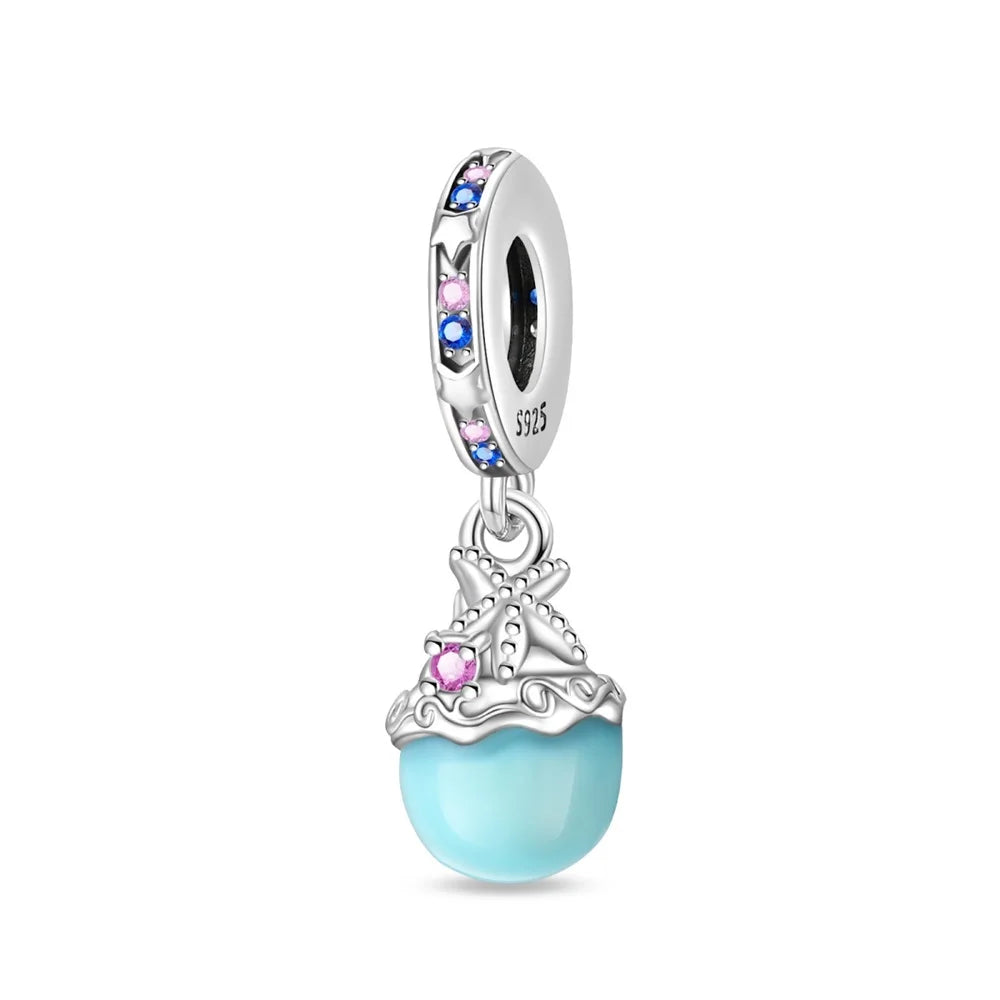 Underwater World 925 Sterling Silver Ocean Octopus Seashell Seahorse Starfish Pendant Fit DIY Bracelet Necklace Boutique Gift
