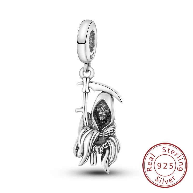 Halloween Charm Bead Pendant 925 Sterling Silver Pumpkin Witch Doll Skeleton Mummy Candy Charm Fit Original Bracelet DIY Jewelry