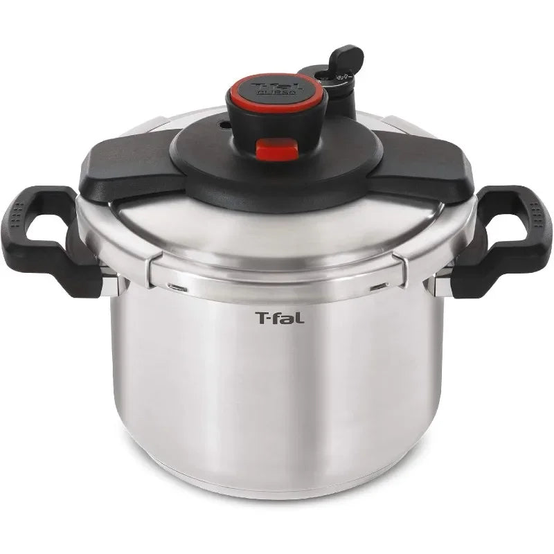 HOME Stainless Steel Pressure Cooker 8 Quart, Induction Compatible, Secure locking System, One Hand System, Fast Cooking Silver