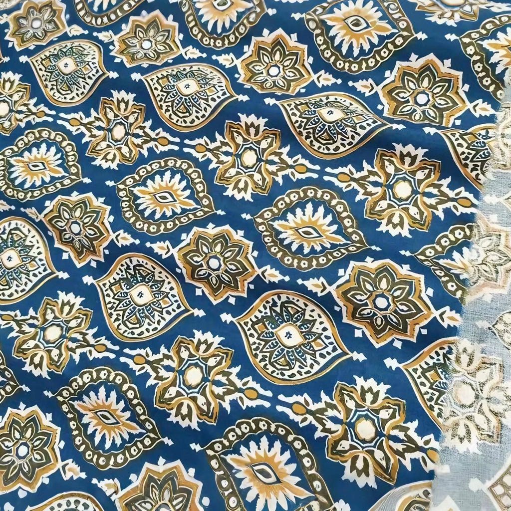 Ethnic inspired Patterned 100% Cotton Fabrics Perfect for DIY Fashion Garment Design Stylish Home Decor Intricate Handicraft