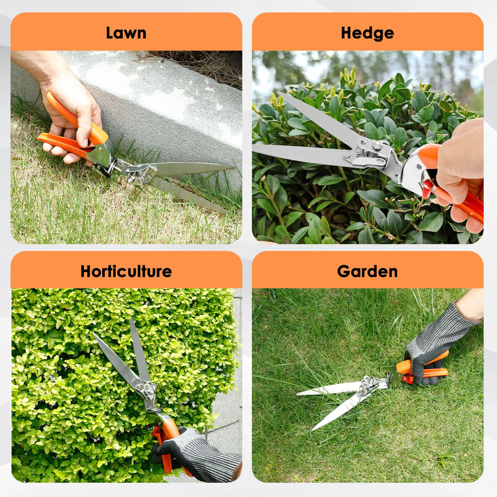 Garden Lawn Grass Shears Stainless Steel  Rotatable 180°/360° Garden Scissors  Lawn Garden Mowing Shears  Labor Saving for Yard