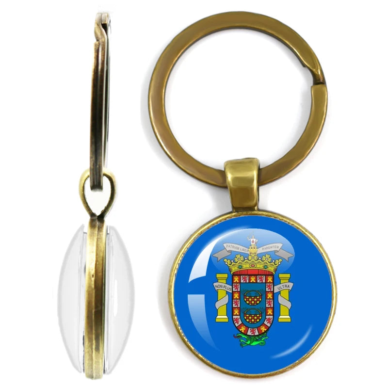 National Flag Glass Double-Sided Keychain Ethiopia Islas Canarias Kenya Sudan Madeira Melilla South Sudan Ceuta Seychelles