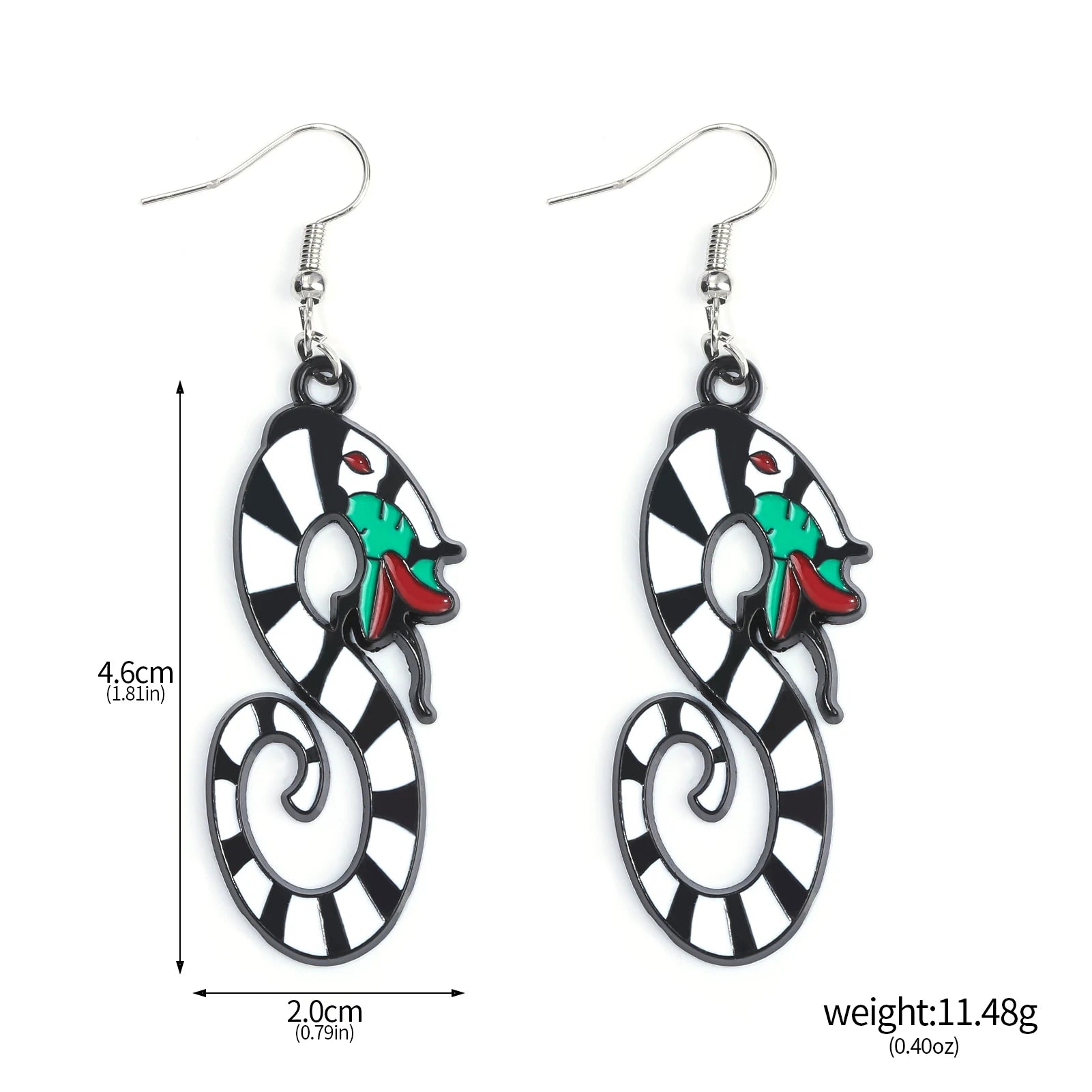 Gothic Style Halloween Betelgeuse Snake Earring for Women Beetle Juice Lydia Sandworm Creepy Jewelry Cosplay Props Accessories