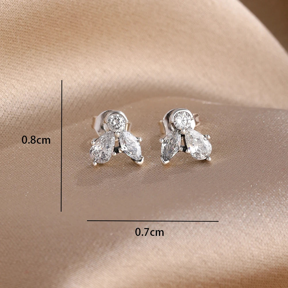 2025 New 925  silver earrings with sparkling red heart and pink bow earrings that fit original women's jewelry DIY birthday gift