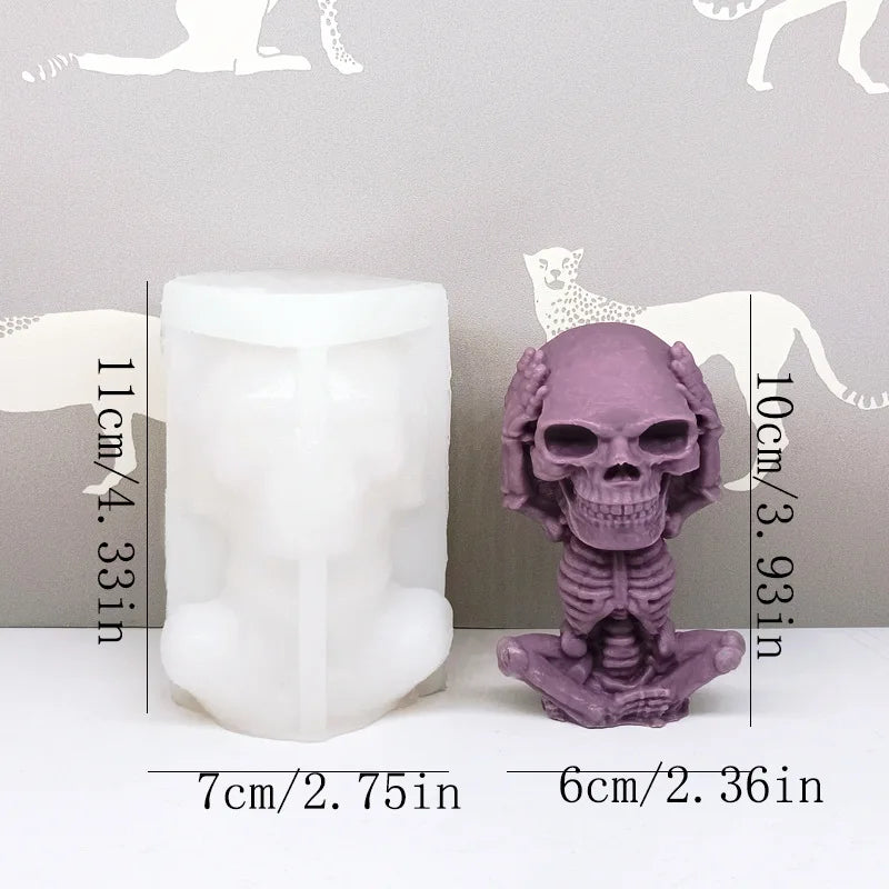 Halloween Fun Skull Silicone Mold 3D Stacked Skull Candle Soap Plaster Crafts Resin Molds Home Decor Halloween Gift Making Tool