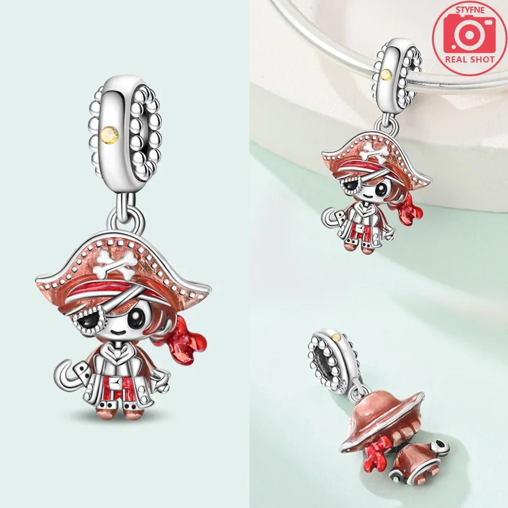 Original Treasure Box Marine Octopus Crab Pirate Charms 925 Silver Beads Fit Bracelet Women Accessories Jewelry Diy Gift Party
