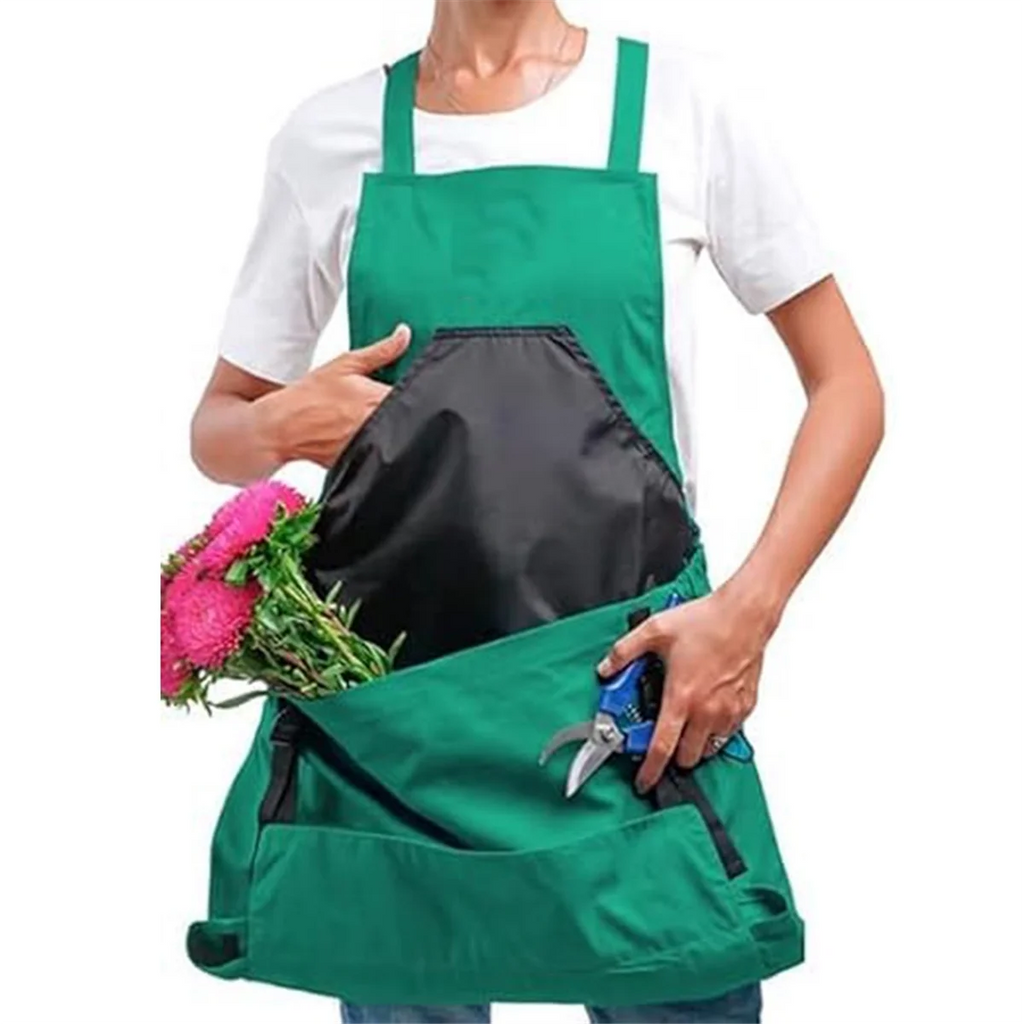 ABTX Versatile Gardening Apron with Waterproof Chest Pocket and Quick Release Harvest Pouch Green