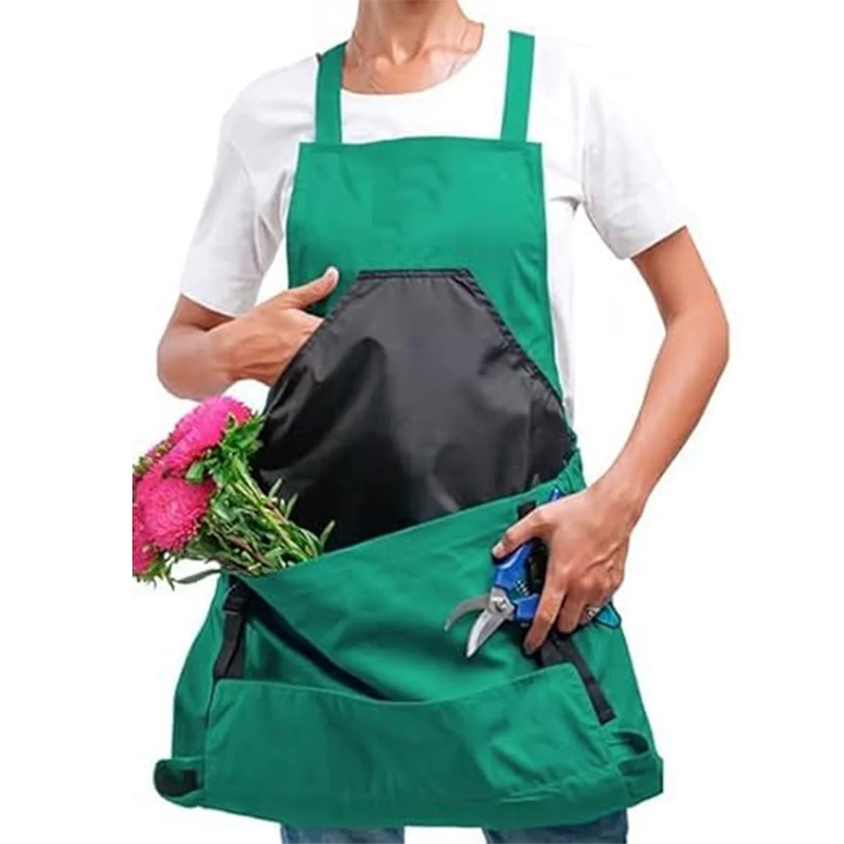 ABTX Versatile Gardening Apron with Waterproof Chest Pocket and Quick Release Harvest Pouch Green