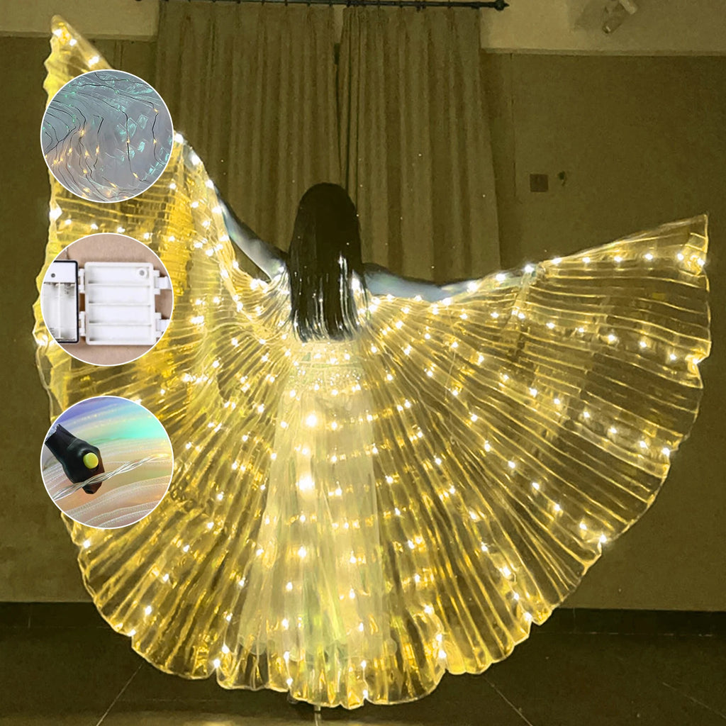 LED Isis Wings Belly Dance Wings LED Butterfly Wings Glowing Costume Performance Clothing for Carnival Halloween Christmas Party