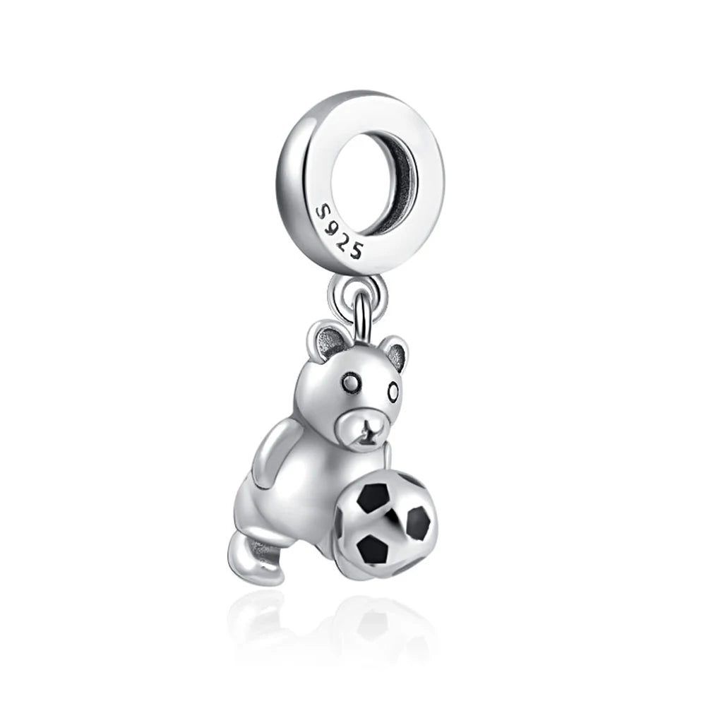 New 925 Sterling Silvering Panda Elephant Porker Charm Of 925 Chain Beaded Fit Original Pendant Bracelet DIY Ladies Jewelry