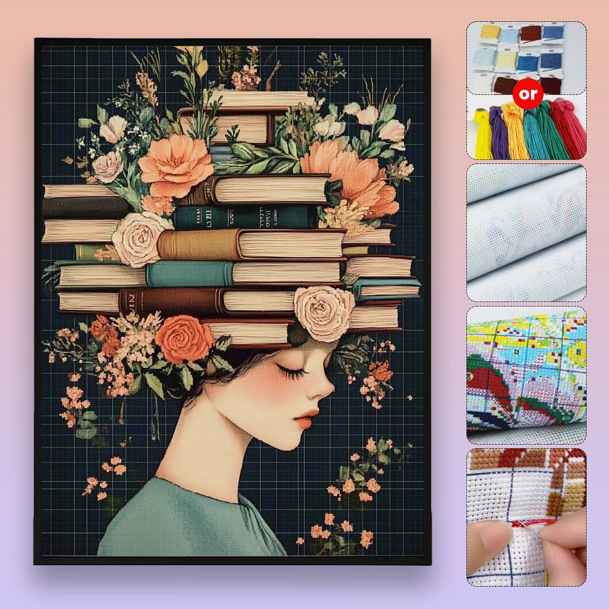 1PC 30X40cm/11.8X15.7inch, sewing machine, 11CT/14CT printed cross stitch DIY kit, adult beginner's relaxed cross stitch kit