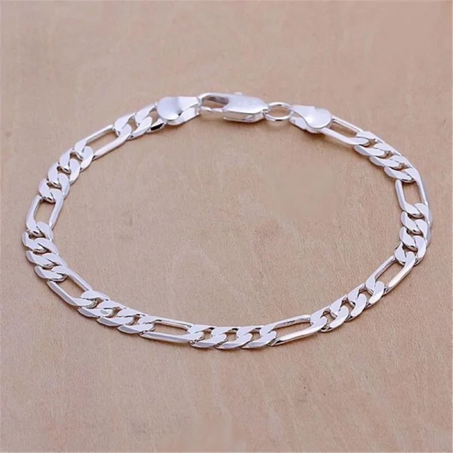 925 Sterling Silver Chain Exquisite Twisted Bracelet Fashion Charm Chain Women Men Solid Wedding Cute Simple Models Jewelry