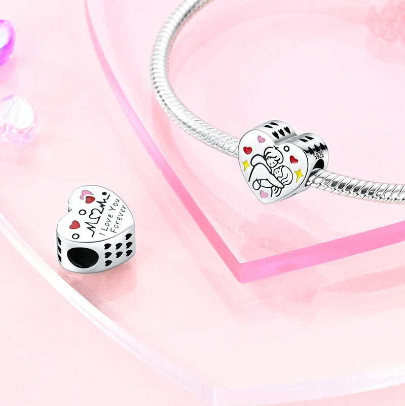 925 Sterling Silver Romantic Heart Series Charms Beads Fit Qikaola 925 Original Bracelet DIY Mother's Day Jewelry Gifts