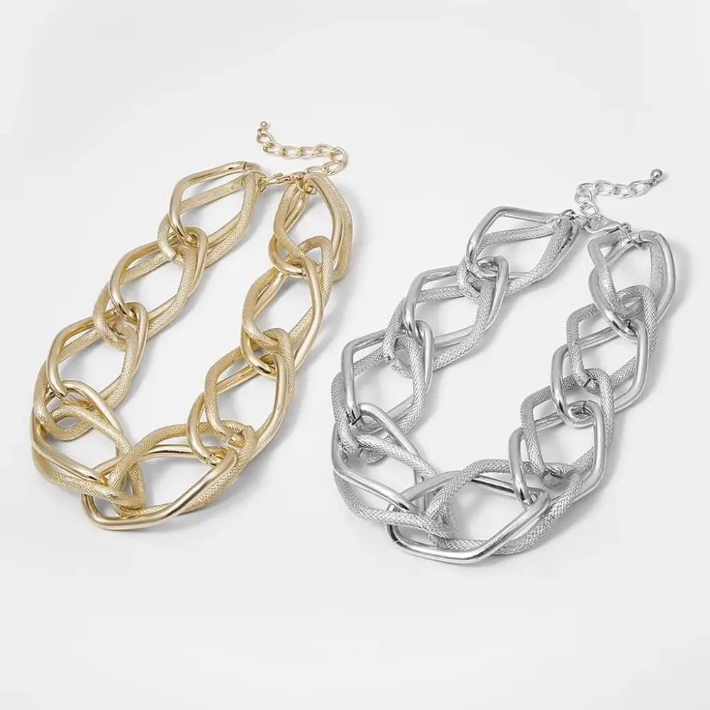 on The Neck Trendy Long Chain Necklace Geometry Thick Link Chain Basic Choker Minimalist Exaggerated Fashion Jewelry Women Men