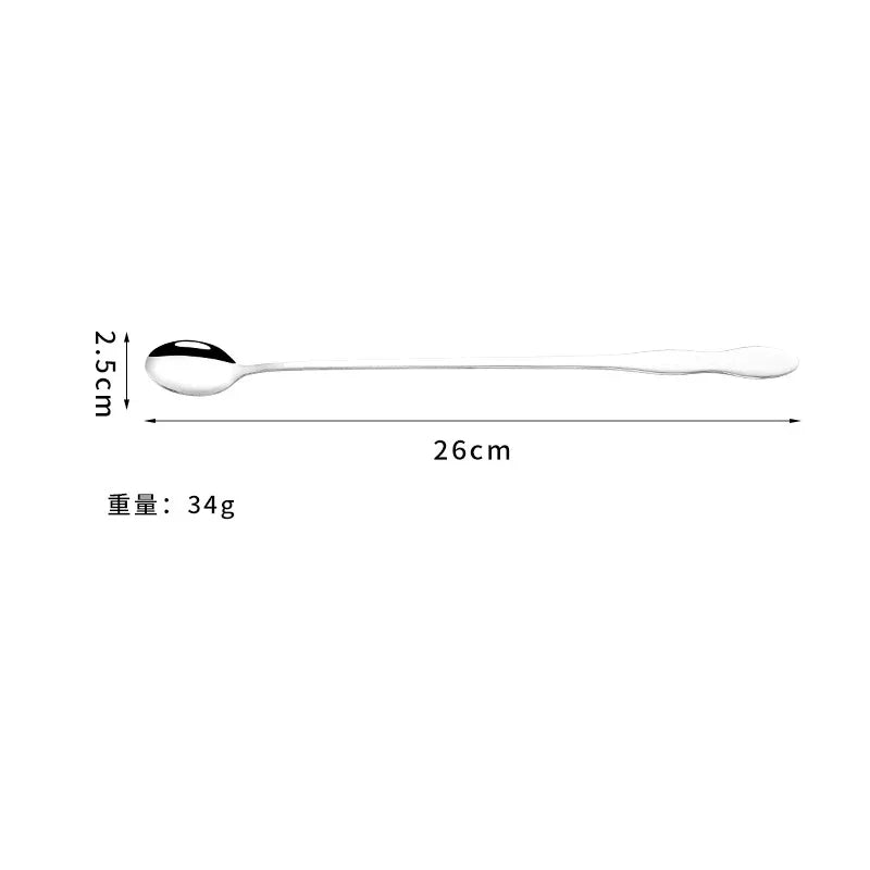 20cm/23cm/32cm Long Handled Stainless Steel Gourd Mixing Spoon Bar Cocktail and Tea Spoon Coffee Ice Cream Dessert Mixing Spoon