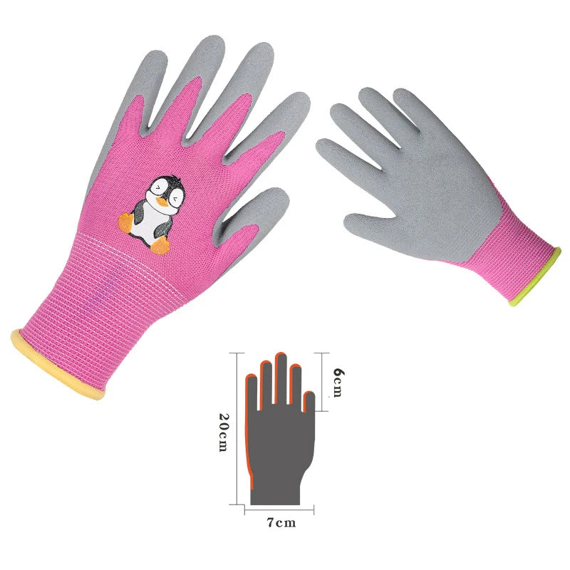 Gardening Gloves Kids Durable Waterproof Garden Work Gloves Non-Slip Children Safety Yard Work Gloves Portable Garden Supplies