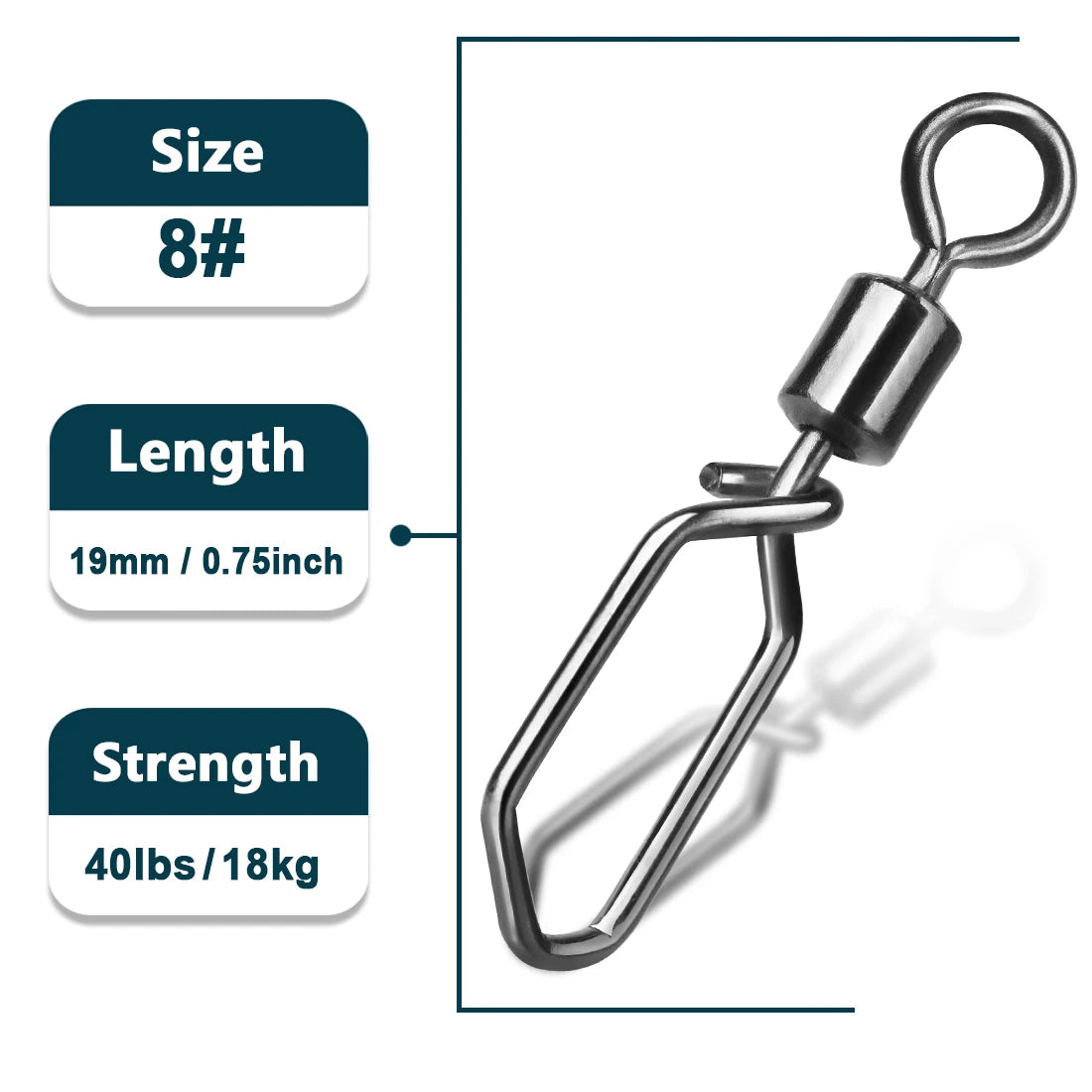 Fishing Swivels Snap 25~100Pcs Hooked Snap Stainless Steel Fishing Rolling Barrel Swivel Fishing Lure Connector Interlock Snap