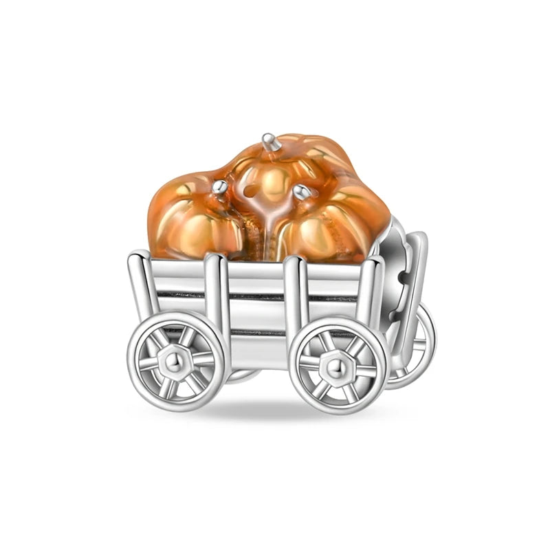 Halloween Pumpkin Series 925 Silver Orange Harvest Charms Beads For Original Bracelet For Women Jewelry Making Gift