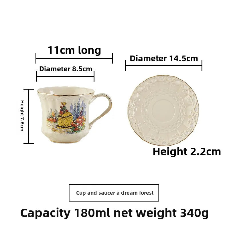 Ceramic Black Tea Cups Saucer Retro Afternoon Tea Coffee Cup Teapot Saucer Sets Couple Mug Set Home Creative Drinkware Mug Gift