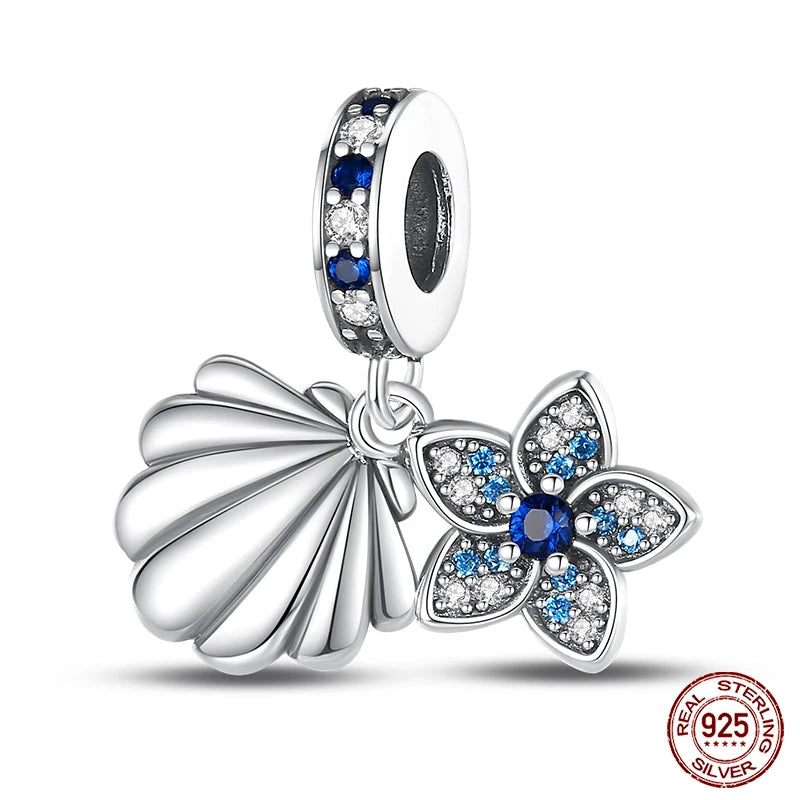 Original Ocean Series Fit 3mm Bracelet 100% Authentic 925 Sterling Silver Turtle Crab Mermaid Charm Beads DIY Jewelry Gift