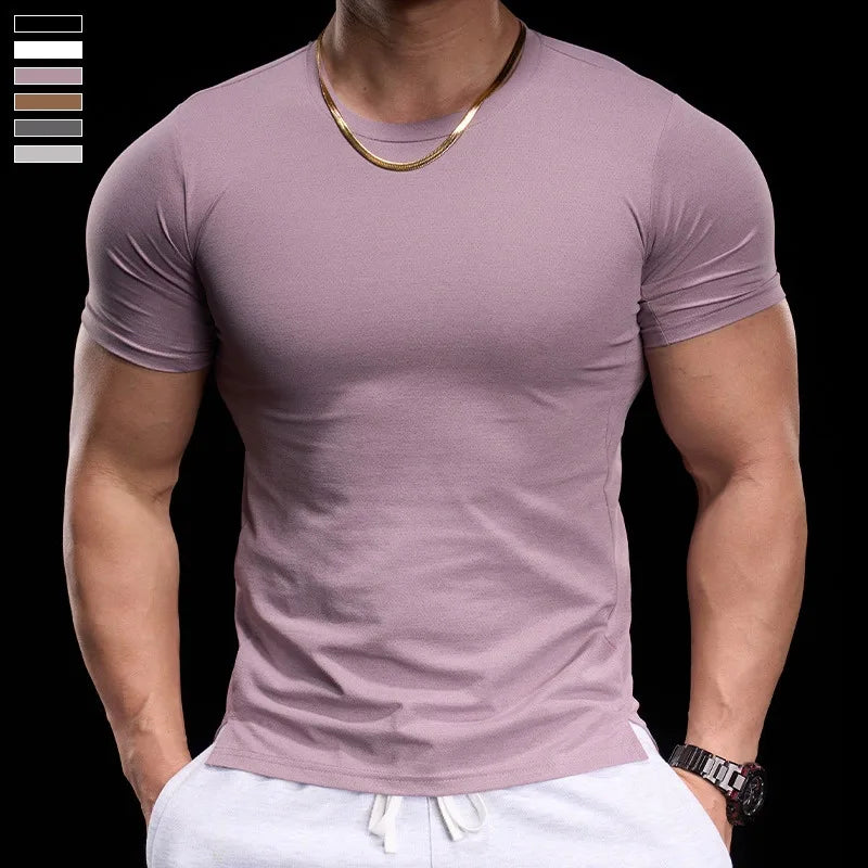 Men's Gym Fitness Training Clothing Men's High-elasticity Breathable Sports Tight Short-sleeved T-shirt, Running Sports