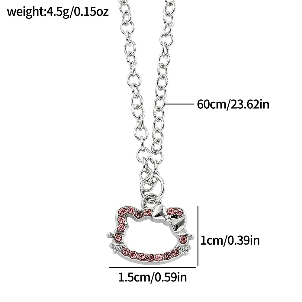 Sanrio HelloKitty Collection Sweet Cute Creative Enamel Pendant Necklace Fashion Charm Jewelry Girl Party Gift