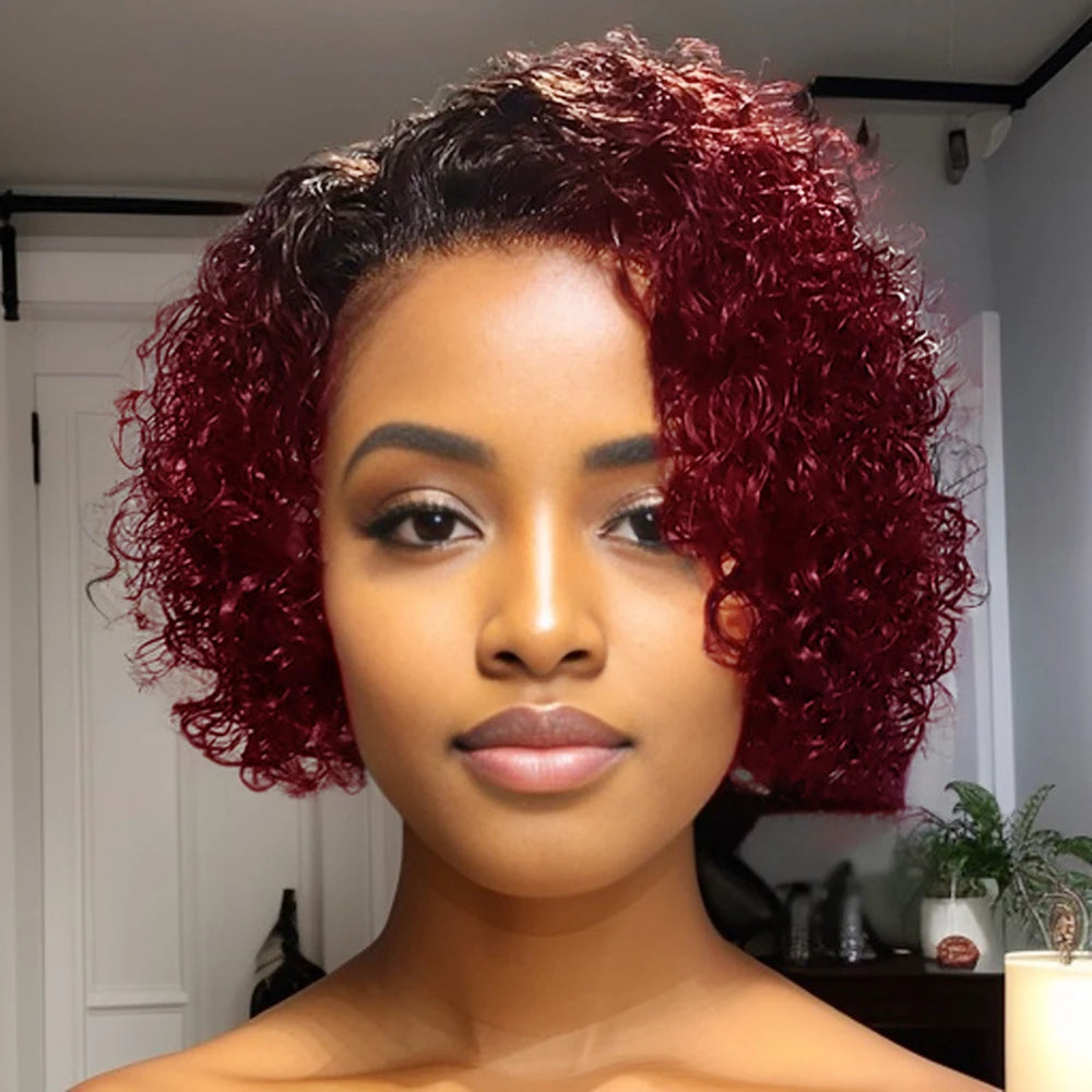 Short Bob Water Wave 13X4 Lace Front human hair wig For Women Brazilian Transparent Lace Frontal Wig Natural Color 1B30 1B99J