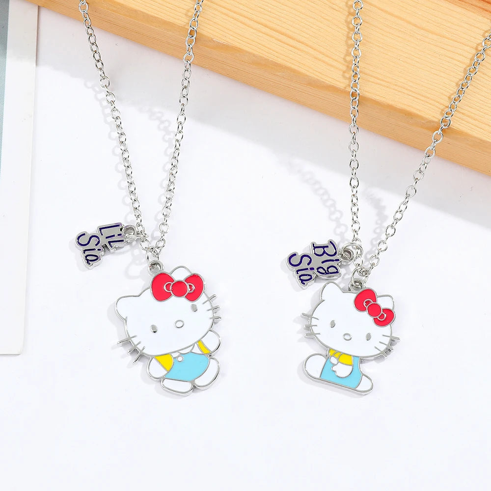 Sanrio Sweet Cute Hello Kitty Couple Necklace 1pair Best Friend Hello Kitty Neckchain For Friends Jewelry Pendant Gifts