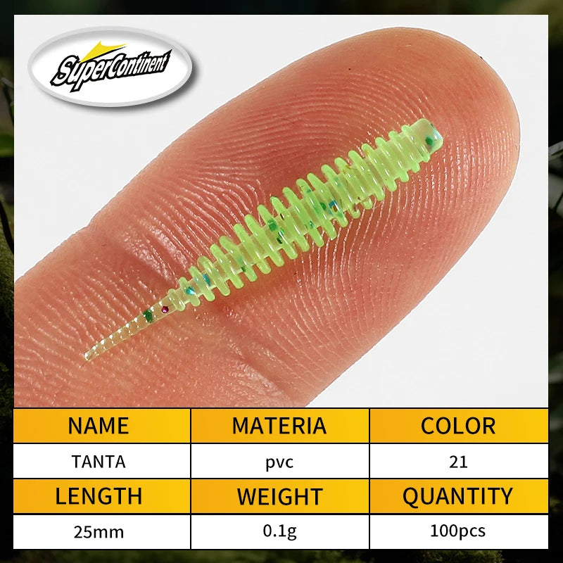 Supercontinent worm bait soft bait Tanta 25mm/100pcs fishing lures Pesca carp fishing bass lure Isca artificial