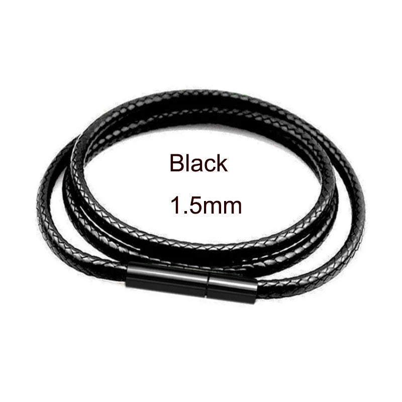 Black Leather Chain Necklace for Diy Women Men Handmade Braid Rope Long Necklace 40/50/60/70CM Neck Pendant Chain Jewelry Gift