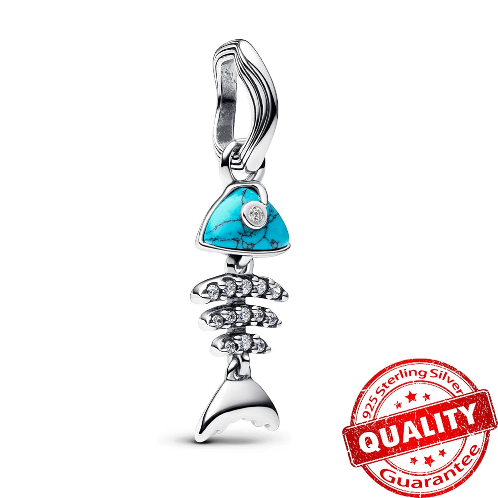 Underwater World 925 Sterling Silver Ocean Octopus Seashell Seahorse Starfish Pendant Fit DIY Bracelet Necklace Boutique Gift