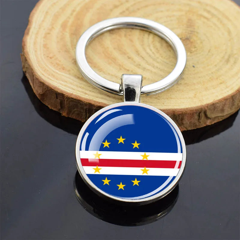 Africa Countries Flag Keychains Double Sided Glass Dome Pendant Key Chains Algeria Somalia Tunisia Morocco Egypt Flag Keyring