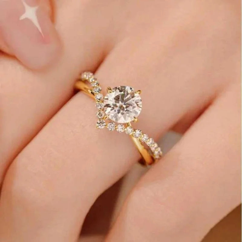 Fashion Luxury Zircon Couple Rings For Women Men Opening Adjustable Wedding Anniversary Engagement Delicate Jewelry Gifts
