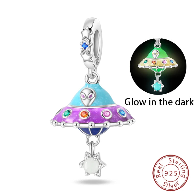 Fit Qikaola 925 Original Bracelet Fashion Bee Astronaut Eiffel Tower 925 Silver Charms Beads Fine DIY Birthday Jewelry For Women