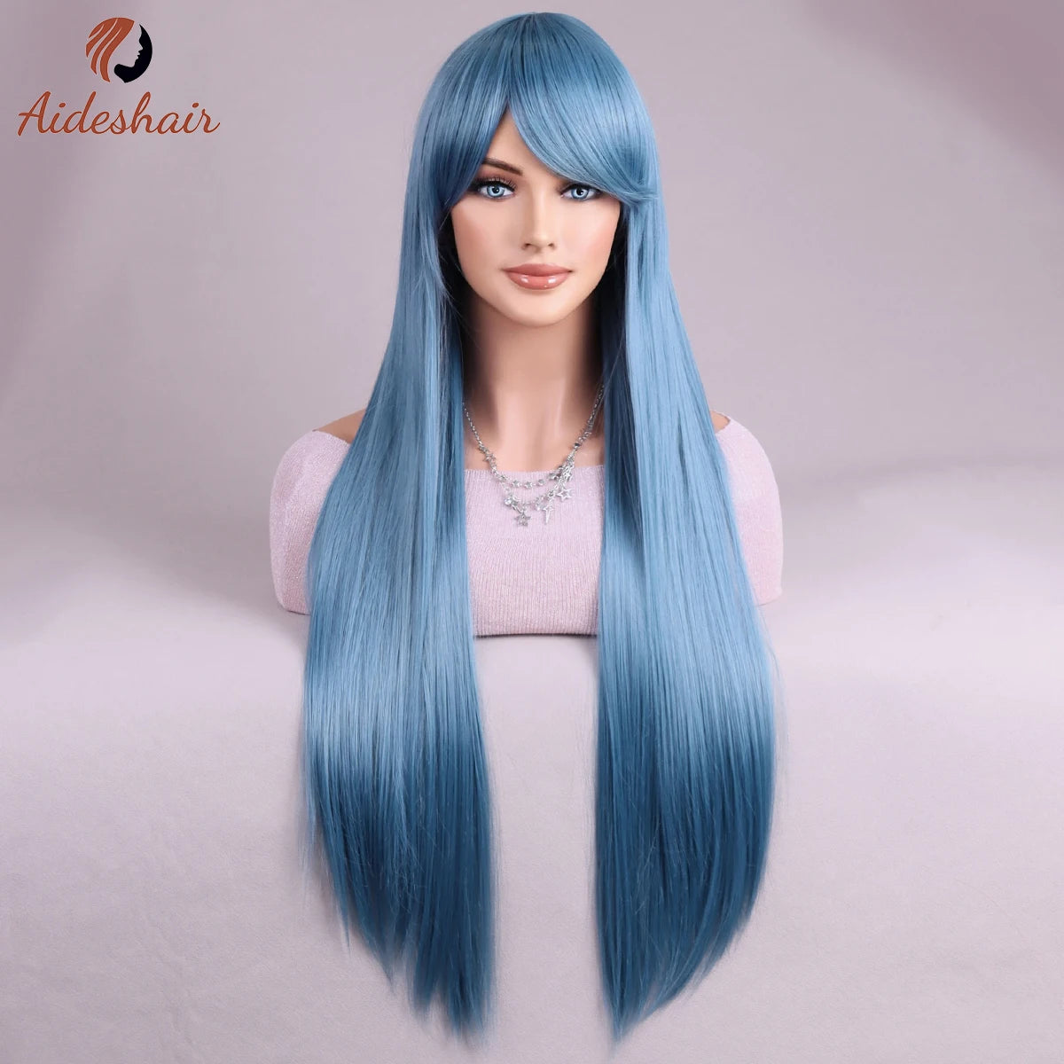 Halloween wine-red European and American long straight wig for women heat-resistant fiber synthetic wig for daily Cosplay