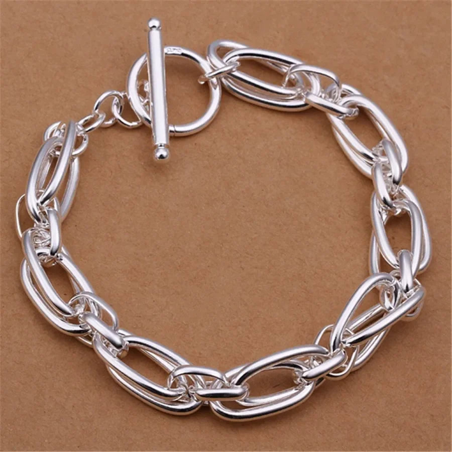 Fine Noble 925 Sterling Silver Solid Chain Bracelet For Women Men Charm Party Gift Wedding party Fashion Jewelry