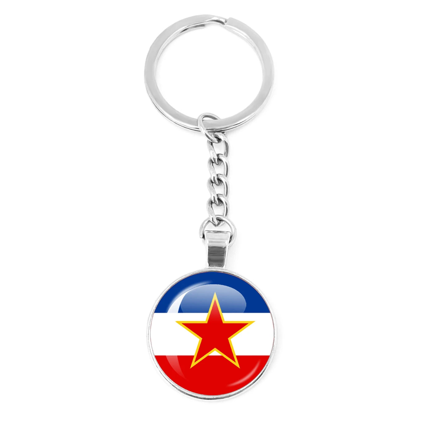 France,Poland,PuertoRico,Montenegro,Yugoslavia,Angola,Philippines,Japan,Senegal Glass Cabochon National Flag Keychain Keyholder