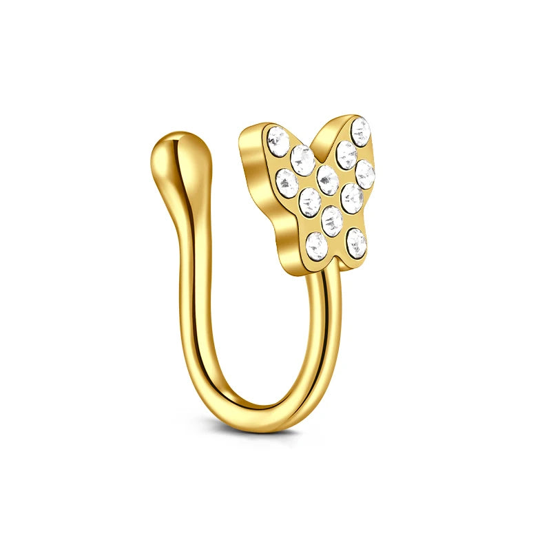 1Pcs Stainless Steel Nose Ring Hoop C Shape Septum Rings Non Piercing Ear Clip Earring Fake Nose RingsWomen Piercing Jewelry