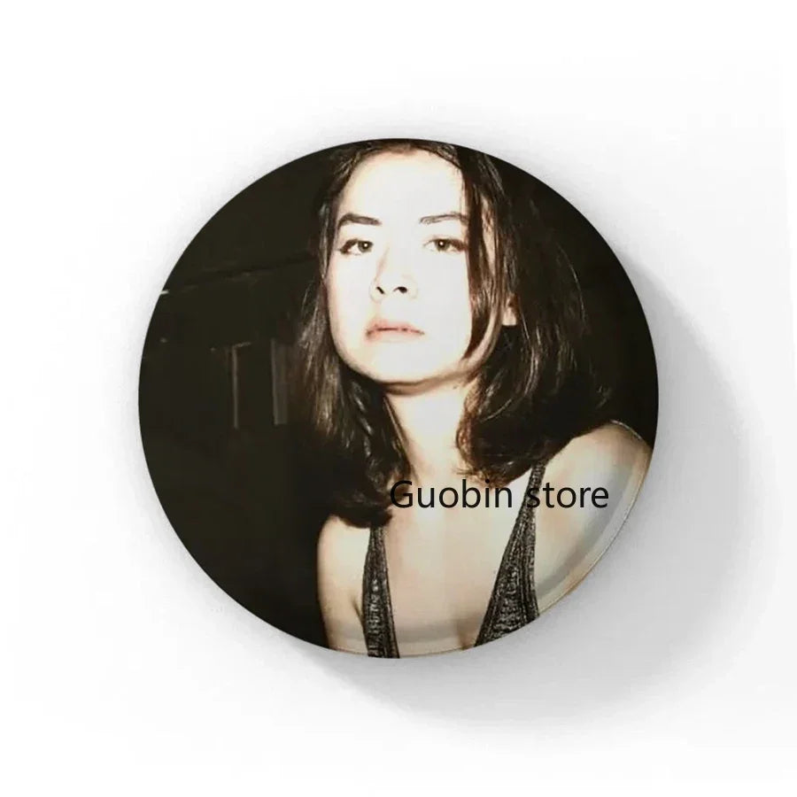 58mm Singer Mitski Enamel Pins Black and White Handmade Brooch Cartoon Cosplay Badge on Backpack Jewelry Accessories Gifts