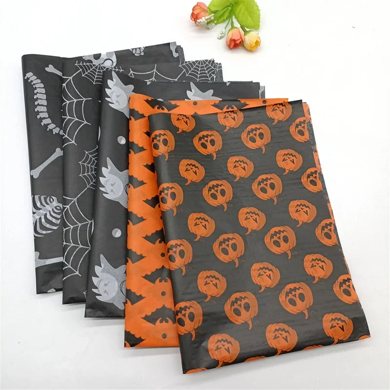 20*14inch Halloween Wrapping Paper, Skull/Spider Web Pattern Gift Wrap Tissue Paper Decorative Craft Paper for Party 20 Sheets