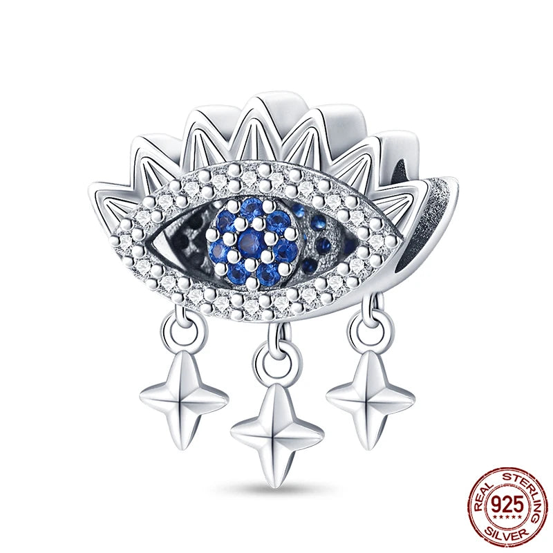 100% Real 925 Sterling Silver Classic Devil's Eye Charms Beads For Women Fit Original Qikaola Bracelets Fine DIY Jewelry Making