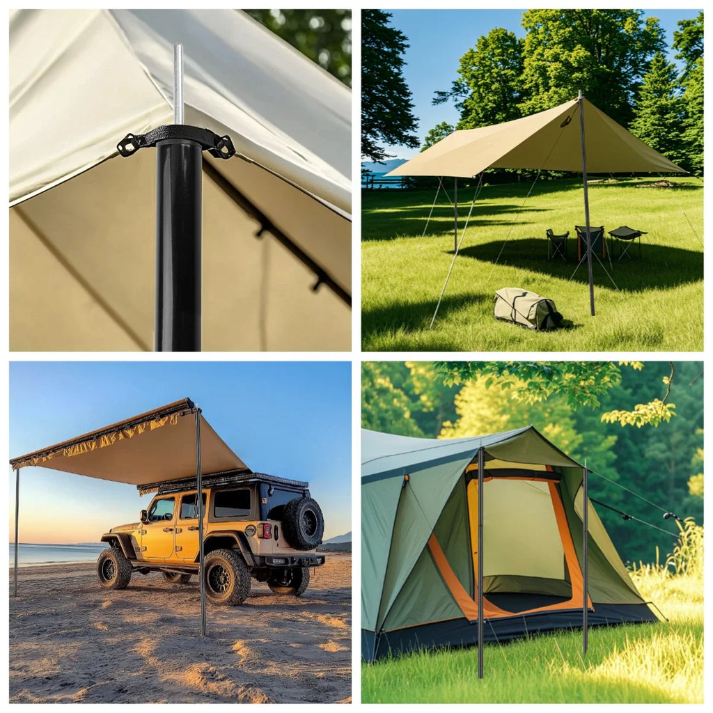 Set of 2 Tent Poles for Tarp Adjustable Camping Tarp Poles Collapsible Tent Pole for Backpacking Hiking Awning Canopy Shelter