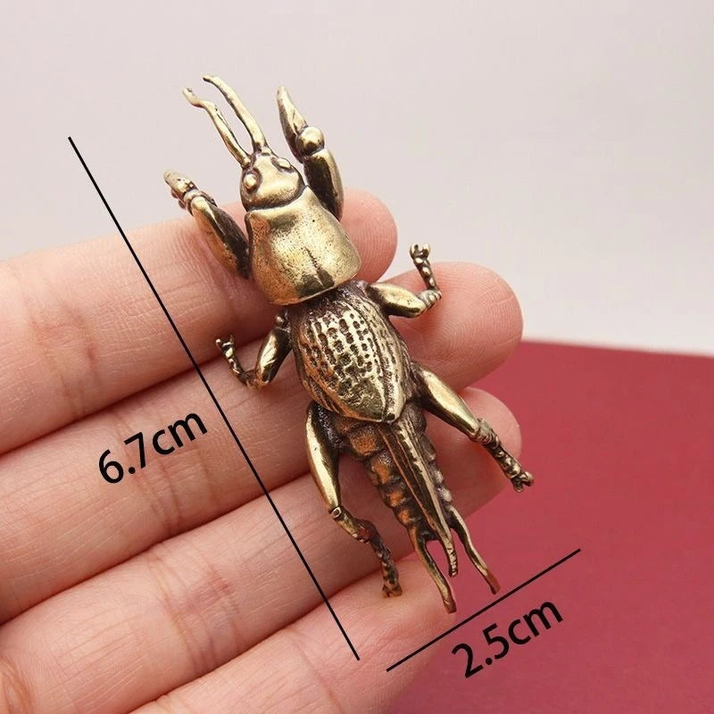 Brass Insect Figurines Miniatures Tea Pet Ornament Pure Copper Field Cricket Statue Desktop Decoration Collection Crafts Decor