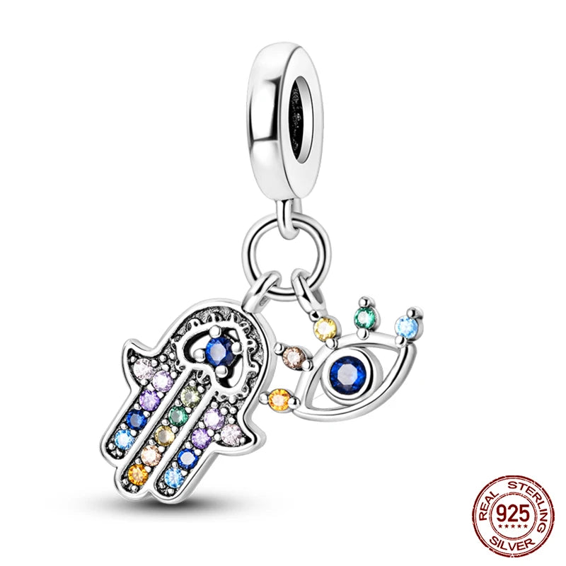 100% Real 925 Sterling Silver Classic Devil's Eye Charms Beads For Women Fit Original Qikaola Bracelets Fine DIY Jewelry Making