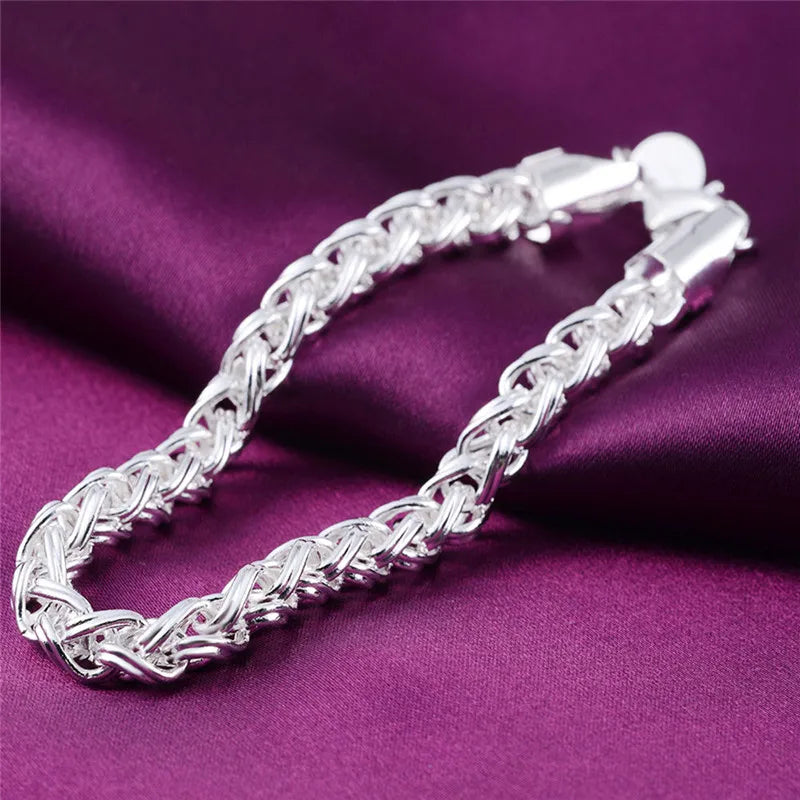 Wholesale 925 Sterling Silver Bracelets Jewelry Chain Women Lady Men 6mm 4MM High Quality Valentine Gift Beautiful Factory Price
