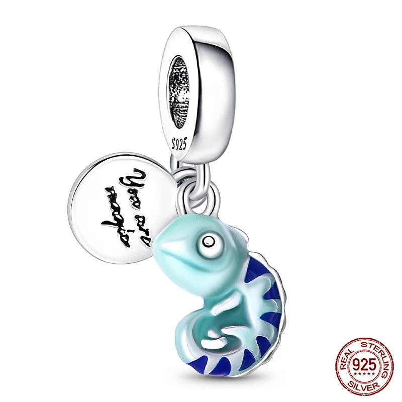 Original Ocean Series Fit 3mm Bracelet 100% Authentic 925 Sterling Silver Turtle Crab Mermaid Charm Beads DIY Jewelry Gift