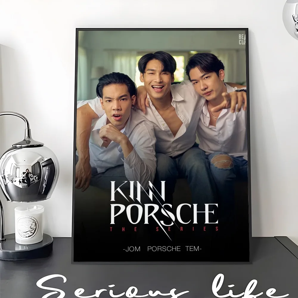 KinnPorsche The Series Movie  Self-adhesive Art Poster Fancy Wall Sticker for Living Room Bar Decoration Decorative Painting